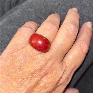 Red stone set in silver costume jewelry